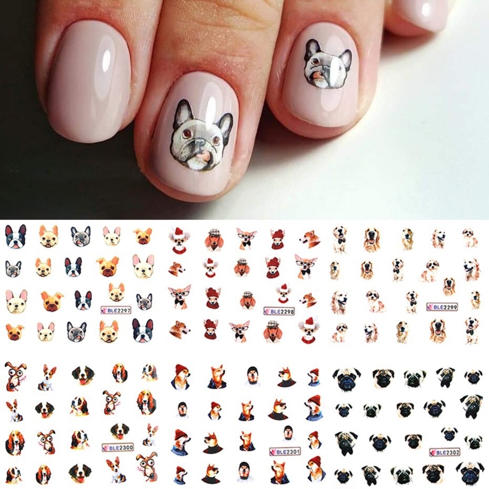 French bulldog pugs dog nail art stickers & decals